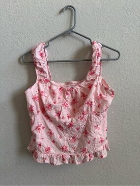 Limited Too Pink Floral Ruffle Tank